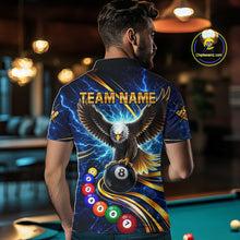 Load image into Gallery viewer, Thunder Lightning Blue Horror Eagle 8 Ball Pool Billiard Shirt For Men Custom Billiard Team Jersey NYN2939