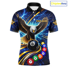 Load image into Gallery viewer, Thunder Lightning Blue Horror Eagle 8 Ball Pool Billiard Shirt For Men Custom Billiard Team Jersey NYN2939