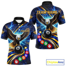 Load image into Gallery viewer, Thunder Lightning Blue Horror Eagle 8 Ball Pool Billiard Shirt For Men Custom Billiard Team Jersey NYN2939