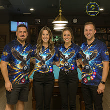 Load image into Gallery viewer, Thunder Lightning Blue Horror Eagle 8 Ball Pool Billiard Shirt For Men Custom Billiard Team Jersey NYN2939