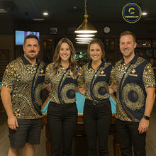 Load image into Gallery viewer, Black &amp; Gold 8 Ball Crown Billiard Polo &amp; 1/4 Zip Shirt For Men Custom Tribal Pool Team Jerseys NYN2944