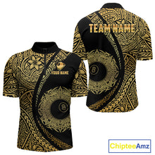 Load image into Gallery viewer, Black &amp; Gold 8 Ball Crown Billiard Polo &amp; 1/4 Zip Shirt For Men Custom Tribal Pool Team Jerseys NYN2944