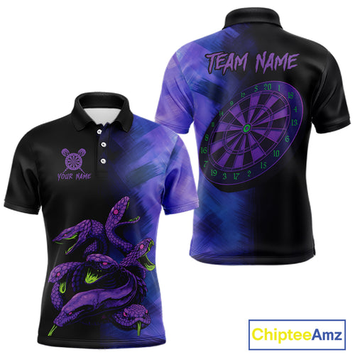 Custom Purple Cobras Dartboard Dart Polo Shirt For Men Grunge Dart Tournament Jerseys NYN1521