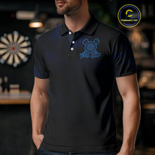 Load image into Gallery viewer, Custom Black And Blue Skull Dart Polo Shirt For Men Dartboard Skull Grunge Dart Jerseys NYN1524