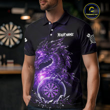 Load image into Gallery viewer, Purple Dartboard Lightning Dragon Stone Custom Mens Polo Dart Shirt Dart Team Jerseys NYN1778
