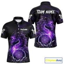 Load image into Gallery viewer, Purple Dartboard Lightning Dragon Stone Custom Mens Polo Dart Shirt Dart Team Jerseys NYN1778