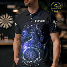 Load image into Gallery viewer, Blue Dartboard Lightning Dragon Stone Custom Mens Polo Dart Shirt Dart Team Jerseys NYN1779