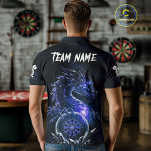 Load image into Gallery viewer, Blue Dartboard Lightning Dragon Stone Custom Mens Polo Dart Shirt Dart Team Jerseys NYN1779