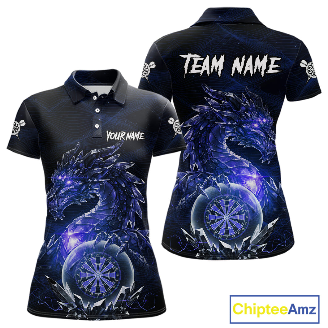 Blue Dartboard Lightning Dragon Stone Custom Mens Polo Dart Shirt Dart Team Jerseys NYN1779