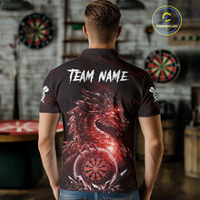 Load image into Gallery viewer, Red Dartboard Lightning Dragon Stone Custom Mens Polo Dart Shirt Dart Team Jerseys NYN1780