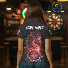 Load image into Gallery viewer, Red Dartboard Lightning Dragon Stone Custom Mens Polo Dart Shirt Dart Team Jerseys NYN1780