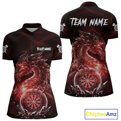 Red Dartboard Lightning Dragon Stone Custom Mens Polo Dart Shirt Dart Team Jerseys NYN1780