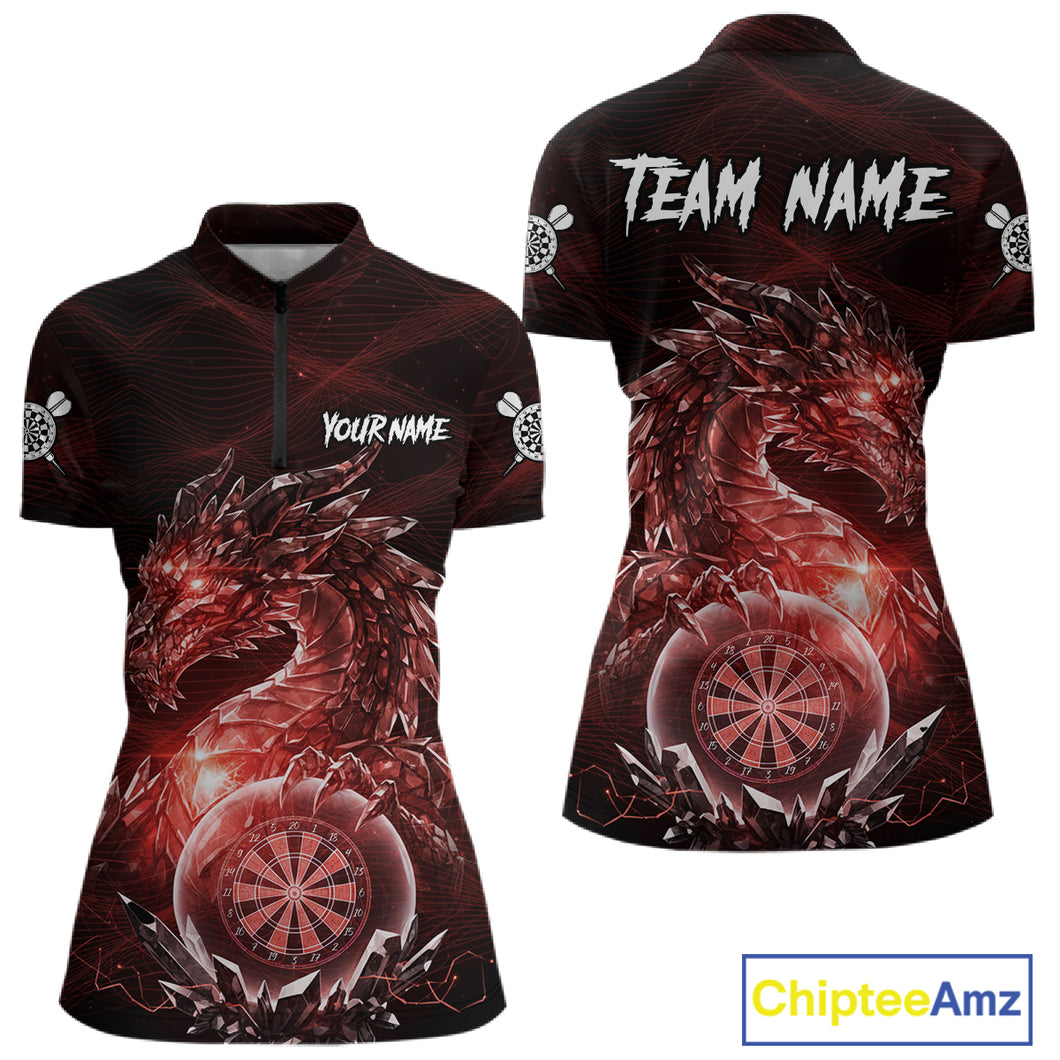 Red Dartboard Lightning Dragon Stone Custom Mens Polo Dart Shirt Dart Team Jerseys NYN1780