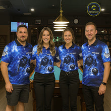 Load image into Gallery viewer, Thunder Lightning Blue Funny Bull 8 Ball Pool Women Billiard Shirt Custom Billiard Team Attire NYN2732