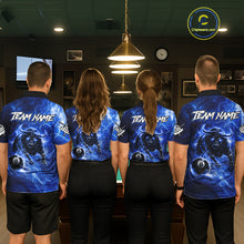Load image into Gallery viewer, Thunder Lightning Blue Funny Bull 8 Ball Pool Women Billiard Shirt Custom Billiard Team Attire NYN2732