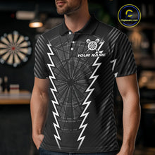 Load image into Gallery viewer, Custom Black Grey Dartboard Dart Men Polo Shirt Outfits Dart Team Jerseys NYN1529