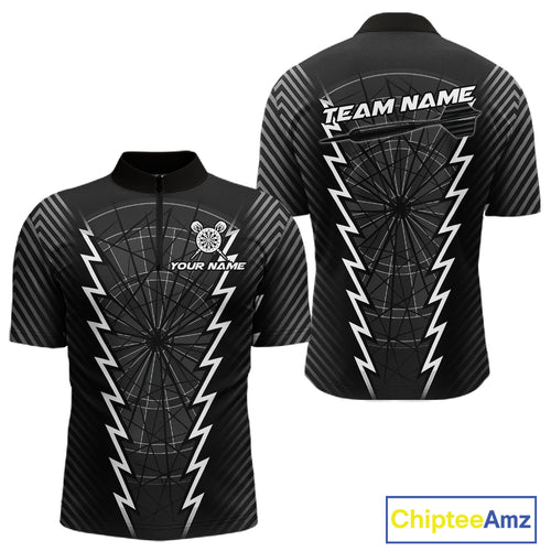 Custom Black Grey Dartboard Dart Men Quarter-Zip Shirt Outfits Dart Team Jerseys NYN1529