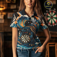 Load image into Gallery viewer, Custom Blue And Orange Turtle Dartboard Funny Dart Women Polo Shirt Dart Jerseys NYN1532