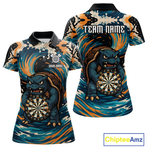 Custom Blue And Orange Turtle Dartboard Funny Dart Women Polo Shirt Dart Jerseys NYN1532