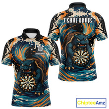 Load image into Gallery viewer, Custom Blue And Orange Turtle Dartboard Funny Dart Men Polo Shirt Dart Jerseys NYN1532