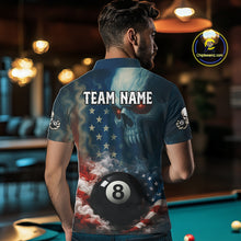 Load image into Gallery viewer, American Flag Skull Smoke 8 Ball Billiard 3D Shirt For Men Personalized Pool Billiard Team Attire NYN2745