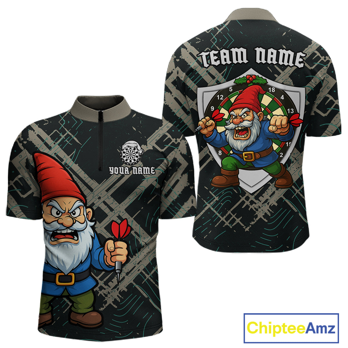 Custom Santa Claus Dartboard Funny Christmas Dart Team Men Quarter-Zip Shirt Xmas Dart Gifts NYN1537