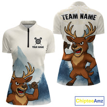 Load image into Gallery viewer, Custom Icy Brown Deer Dart Arrow Dart Team Women Quarter-Zip Shirt Funny Dart Jerseys NYN1539
