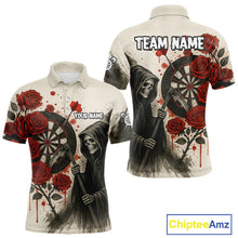 Load image into Gallery viewer, Custom Red Grunge Roses Grim Heaper Dartboard Dart Polo Shirt For Men Dart Team Jerseys NYN1546