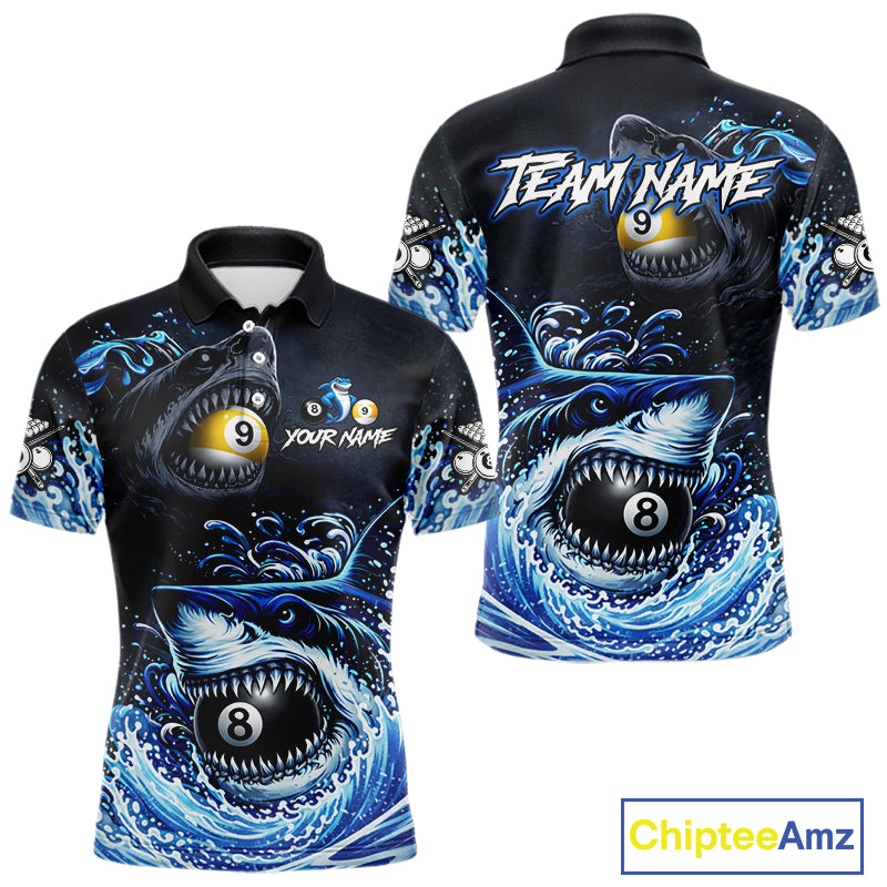 Funny Shark Waving Pool 8 Ball & 9 Ball Billiard Shirt For Men Personalized Ball Billiard Attire NYN2590