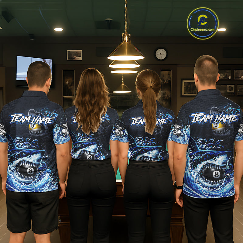Funny Shark Waving Pool 8 Ball & 9 Ball Billiard Shirt For Men Personalized Ball Billiard Attire NYN2590