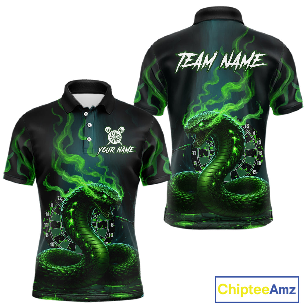 Custom Green Smokes Funny Cobra Dartboard Men Darts Polo Shirt, Outfits Dart Jerseys NYN1813