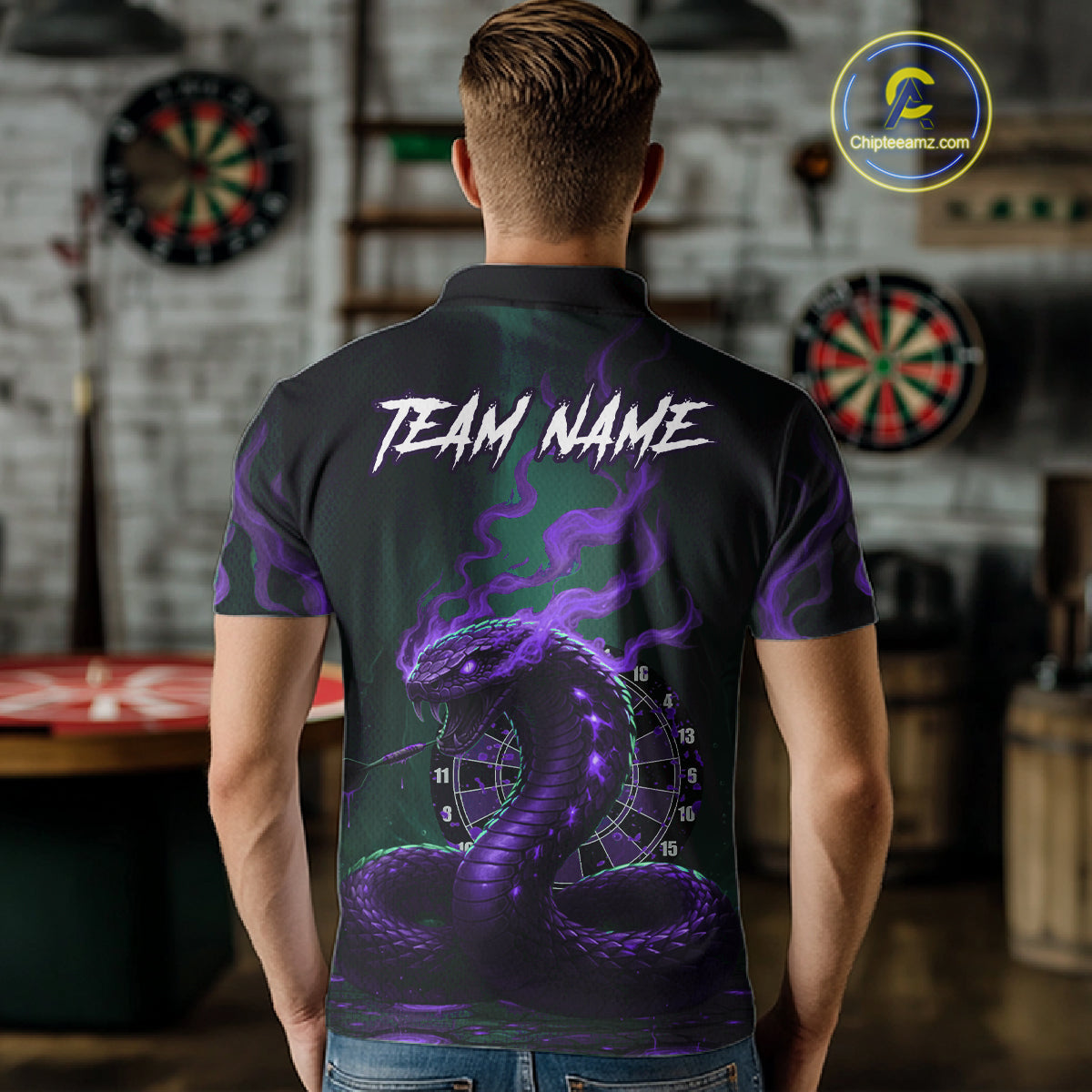 Custom Purple Smokes Funny Cobra Dartboard Men Darts Polo Shirt, Outfits Dart Jerseys NYN1814