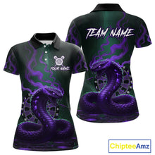 Load image into Gallery viewer, Custom Purple Smokes Funny Cobra Dartboard Women Darts Polo Shirt, Outfits Dart Jerseys NYN1814