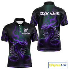 Load image into Gallery viewer, Custom Purple Smokes Funny Cobra Dartboard Men Darts Polo Shirt, Outfits Dart Jerseys NYN1814