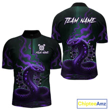 Load image into Gallery viewer, Custom Purple Smokes Funny Cobra Dartboard Men Darts Quarter-Zip Shirt, Outfits Dart Jerseys NYN1814