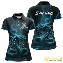 Load image into Gallery viewer, Custom Turquoise Smokes Funny Cobra Dartboard Women Darts Polo Shirt, Outfits Dart Jerseys NYN1815