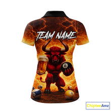 Load image into Gallery viewer, Yellow Lightning Funny Bull Pool 8 Ball Women Billiard Polo &amp; 1/4-Zip Shirt Custom Billiard Attire NYN2606