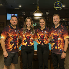 Load image into Gallery viewer, Yellow Lightning Funny Bull Pool 8 Ball Women Billiard Polo &amp; 1/4-Zip Shirt Custom Billiard Attire NYN2606