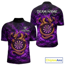 Load image into Gallery viewer, Gold Horror Dragon Hold Dartboard Women Darts Quarter-Zip Shirt Custom Purple Grunge Darts Team Jersey NYN2609