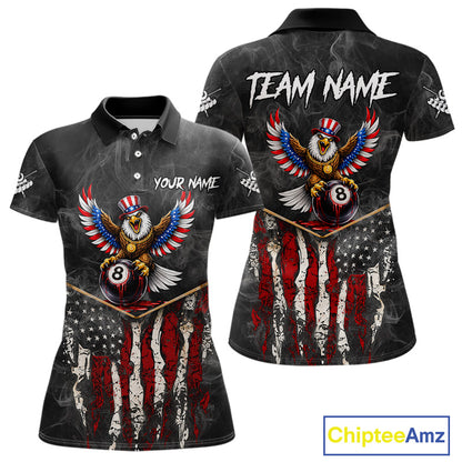 Smoke Grunge US Flag Eagle 8 Ball Cue Billiard Pool Shirt For Women Custom Patriotic Billiard Appeal NYN2763