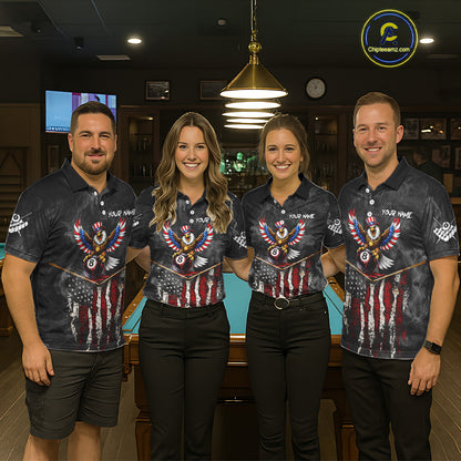 Smoke Grunge US Flag Eagle 8 Ball Cue Billiard Pool Shirt For Women Custom Patriotic Billiard Appeal NYN2763