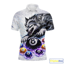 Load image into Gallery viewer, Funny Black-White Wolf Thunder Pool Ball Billiard Shirt For Men Custom Ball 8 Billiard Attire NYN2614