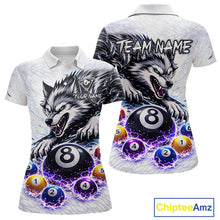 Load image into Gallery viewer, Funny Black-White Wolf Thunder Pool Ball Billiard Shirt For Women Custom Ball 8 Billiard Attire NYN2614