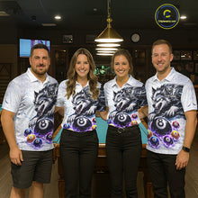 Load image into Gallery viewer, Funny Black-White Wolf Thunder Pool Ball Billiard Shirt For Women Custom Ball 8 Billiard Attire NYN2614