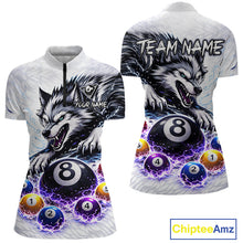 Load image into Gallery viewer, Funny Black-White Wolf Thunder Pool Ball Billiard Shirt For Women Custom Ball 8 Billiard Attire NYN2614