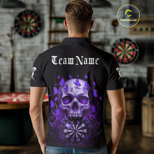 Load image into Gallery viewer, Custom Purple Butterflies Skull Head Flowers Dartboard Men Darts Polo Shirt, Dart Jerseys NYN1840