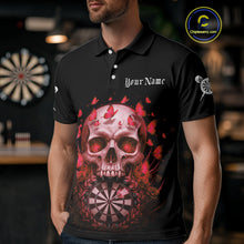 Load image into Gallery viewer, Custom Red Butterflies Skull Head Flowers Dartboard Men Darts Polo Shirt, Dart Jerseys NYN1841