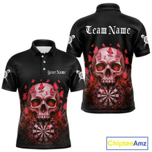 Load image into Gallery viewer, Custom Red Butterflies Skull Head Flowers Dartboard Men Darts Polo Shirt, Dart Jerseys NYN1841