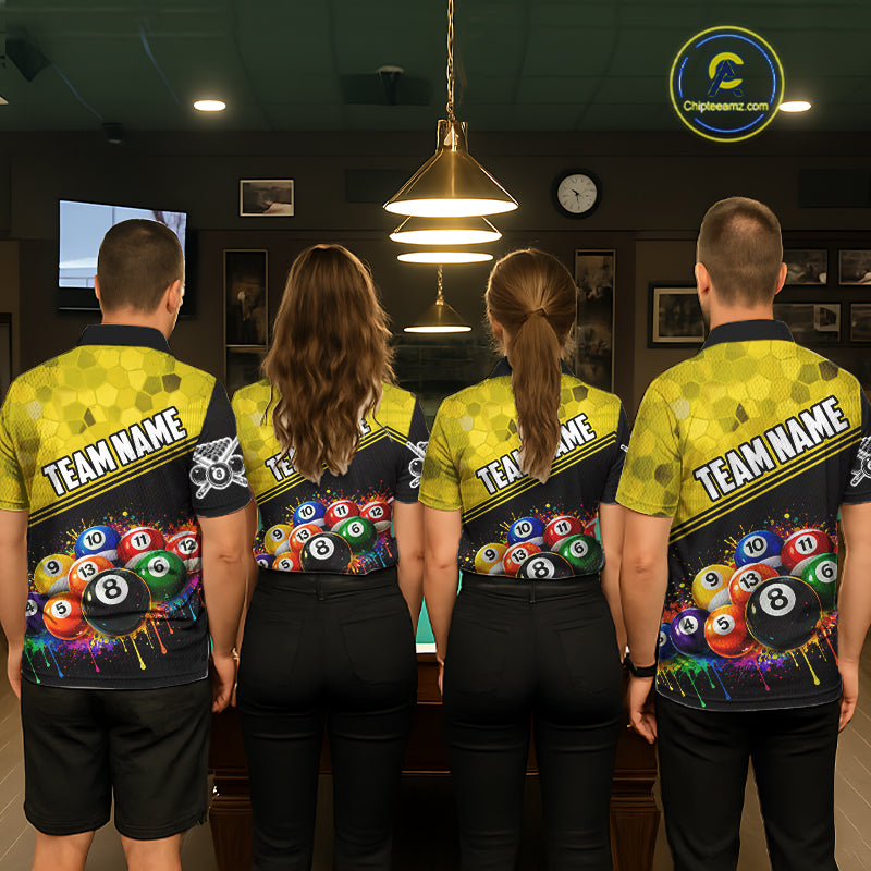 Custom Colorful Splash Ball Billiard Shirt For Women Personalized Cue Billiard Attire Gifts NYN2337