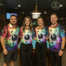 Load image into Gallery viewer, Personalized Crack Pool 8 Ball Women Billiard Team Shirt Colorful Thunder Billiard Attire NYN2368